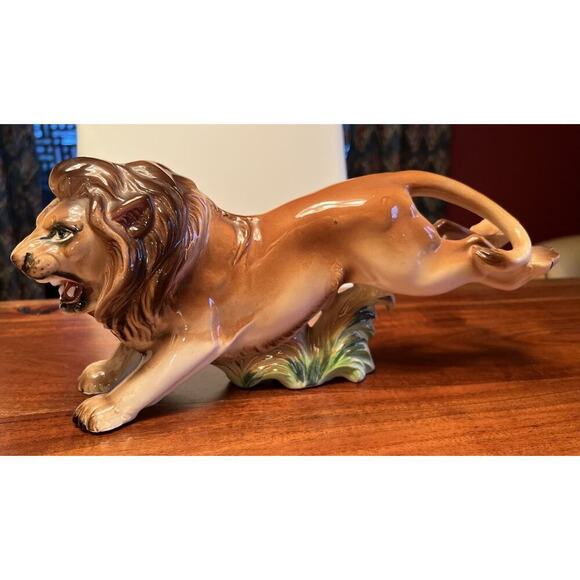 Vtg Mcm RETRO LION FIGURINE MARKED "JAPAN" TV topper large - Picture 1 of 7